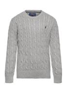 Cable-Knit Cotton Sweater Tops Knitwear Pullovers Grey Ralph Lauren Ki...