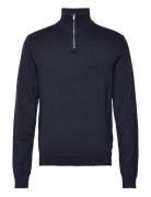 Lindbergh Ecovero Half Zip L/S Knit Marinblå