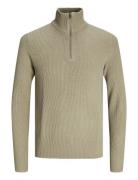 Jack & J S Jjeperfect Knit Half Zip Sn Beige