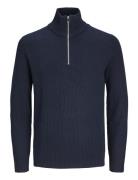 Jack & J S Jjeperfect Knit Half Zip Sn Marinblå