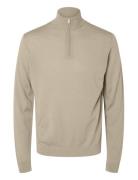 Slhtray Ls Knit Merino Half Zip Noos Tops Knitwear Half Zip Jumpers Be...