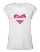 Cc Heart Happy T-Shirt Tops T-shirts & Tops Short-sleeved White Coster...