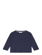 Mango Long Sleeve Cotton T-Shirt Marinblå