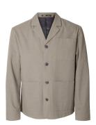 Slh-Smith Seersucker Hybrid Blz Tunn Jacka Beige Selected Homme