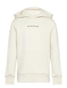 Printed Hoody Tops Sweat-shirts & Hoodies Hoodies Cream Tom Tailor