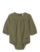 Garbo&Friends Olive Muslin Romper Khaki Green