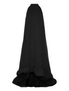 Sabrina Halterneck Ruffled Maxi Dress Knälång Klänning Black Malina