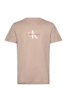 Calvin Klein Jeans Distressed Monologo Tee Beige