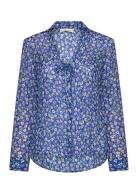 Aboodi Tops Blouses Long-sleeved Blue American Vintage