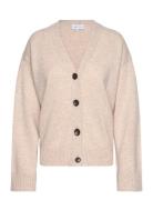 Davida Cashmere V-Neck Wide Cardigan Beige