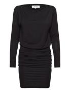 Long Sleeve Dress Knälång Klänning Black Rosemunde