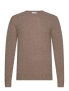 Davida Cashmere Man O-Neck Cable Sweater Brun