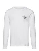 Calvin Klein Chest Monologo Ls T-Shirt Vit