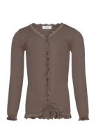 Rkbeatha Ls Cardigan W/ Lace Tops Knitwear Cardigans Brown Rosemunde K...