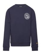 Lyle & Scott Football Logo Crew Neck Sweatshirt Marinblå