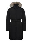 Classic Belted Fur Coat Parka Jacka Black Calvin Klein