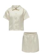 Kogsarah Short Satin Nightwear Set Wvn Pyjamas Set Cream Kids Only