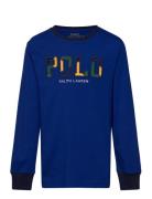 Ralph Lauren Kids Corduroy-Logo Cotton Long-Sleeve Tee Blå