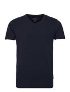 Lindbergh Mens Stretch V-Neck Tee S/S Blå