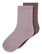 Nmfwakta Wo/Vi 2P Sock Sockor Strumpor Purple Name It