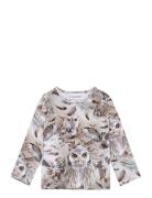 Print Shirt Tops T-shirts Long-sleeved T-shirts Beige Gugguu