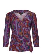 Lauren Ralph Lauren Paisley Stretch Jersey Top Lila