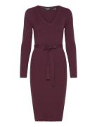 Vmmsaba Rib Ls V-Neck Belt Dress Ga Knälång Klänning Burgundy Vero Mod...