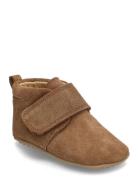 Beginners™ Velcro Slippers Inneskor Brown Pom Pom