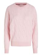 Tommy Hilfiger Soft Wool Cable C-Nk Ls Swt Rosa