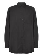 Gaia Shirt Poplin Tops Shirts Long-sleeved Black Moshi Moshi Mind