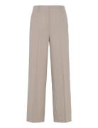 Mango Wideleg Pleated Trousers Beige