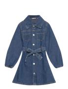 Mango Denim Shirt Dress Blå