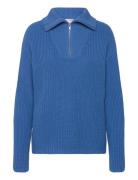 Selected Femme Slfbloomie Ls Knit Half Zip Noos Blå