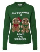 Onlxmas Gingerbread Ls O-Neck Box Knt Tops Knitwear Jumpers Green ONLY