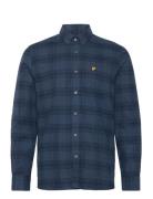 Tonal Check Flannel Shirt Tops Shirts Casual Navy Lyle & Scott