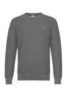 GANT Cotton Textured C-Neck Grå