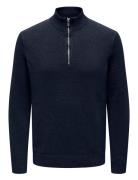 ONLY & SONS Onsfabian Life Reg 7 Half Zip Knit Marinblå