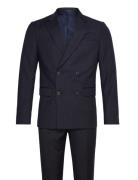 Narrow Striped Db Mens Suit Kostym Navy Lindbergh