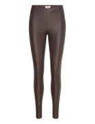 Objbelle Mw Coated Leggings Bottoms Trousers Leather Leggings-Byxor Br...