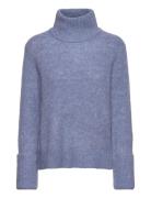 Selected Femme Slfsia Ras Ls Knit High Neck Blå