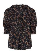 Lauren Ralph Lauren Floral Cotton Voile Puff-Sleeve Blouse Marinblå