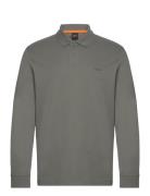 Pe_Interlock_Long Tops Polos Long-sleeved Grey BOSS