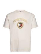 Tjm Reg Tj Gold Crest Tee Tops T-shirts Short-sleeved Cream Tommy Jean...