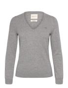 GANT Extrafine Lambswool Blend V-Neck Grå