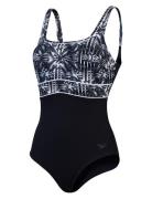 Speedo Womens Shaping Contour Eclipse Printed 1 Pc Svart