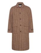 Les Deux Maximilian Herringb Wool Coat Brun