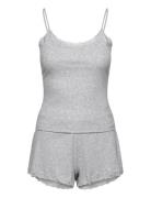 Pj Cami Short Rib Lace Pyjamas Grey Hunkemöller