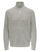 ONLY & SONS Onsmalaki Reg 7 Half Zip Knit Cs Grå