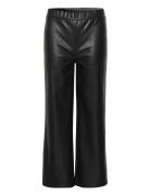 Crariana 7/8 Pant Bottoms Trousers Leather Leggings-Byxor Black Cream