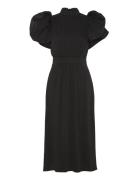 Puff Sleeve Midi Dress Knälång Klänning Black ROTATE Birger Christense...